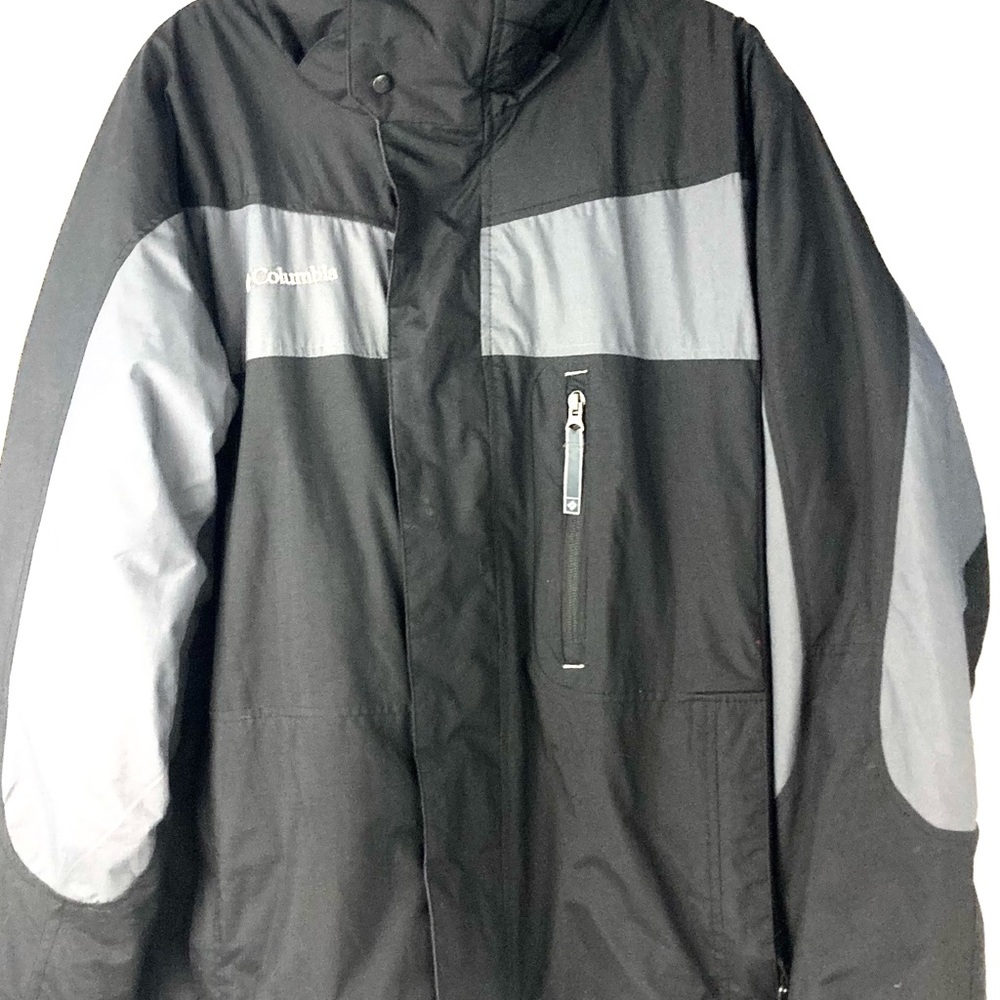 Columbia Interchange Fleece Lined Black & Gray Winter Jacket Mens Medium
